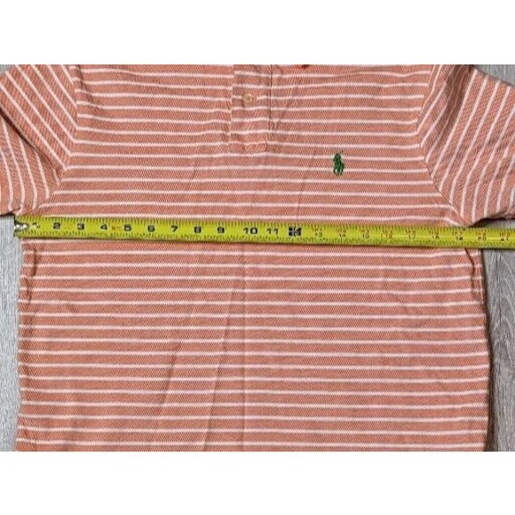 Polo Ralph Lauren Orange/White Stripe Short Sleeve Shirt Green Polo Logo Sz Med - Picture 7 of 7